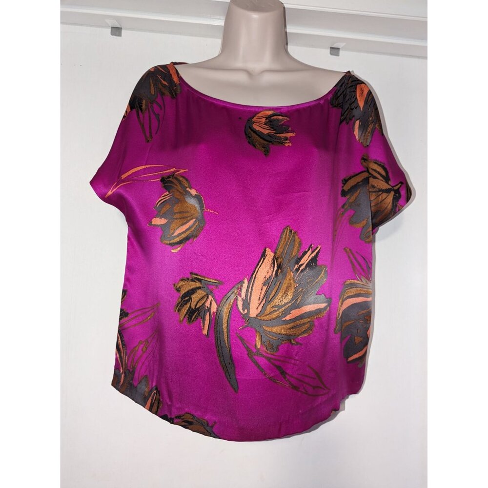 Halston Heritage 100% silk shirt Sz 6 pink floral